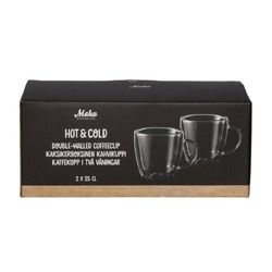 Set de 2 tasses à café en verre transparent, Ø 8 x 9 cm | Chaud et chaud Froid