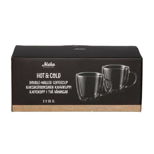 Set de 2 tasses à café en verre transparent, Ø 8 x 9 cm | Chaud et chaud Froid