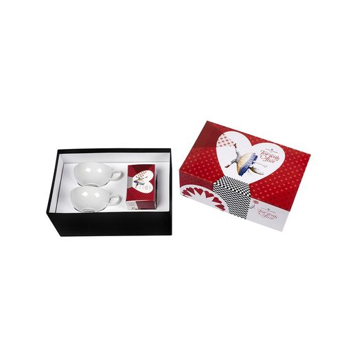 Set of 2 multicolored porcelain teacups and saucers, 18.8 x 18.8 x 18.8 cm | Tea With Alice