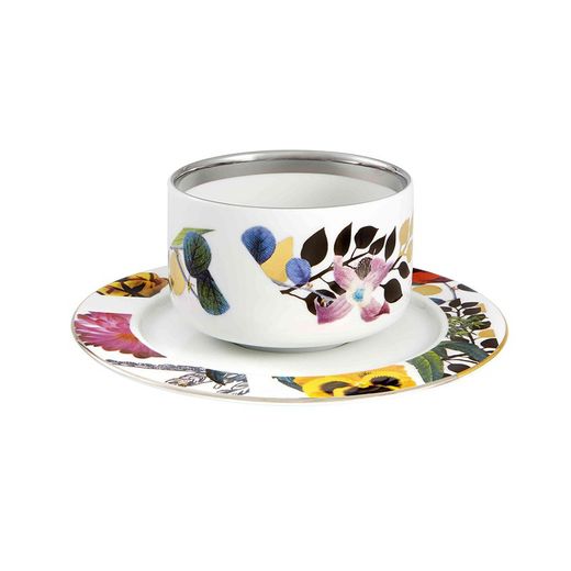 Set of 2 multicolored porcelain teacups and saucers, Ø 16.1 x 5.6 cm | Spring