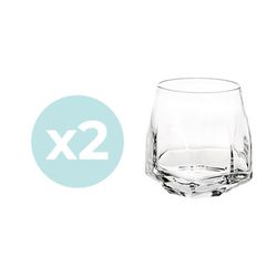 Conjunto de 2 copos curtos de uísque em vidro transparente, Ø 9,8 x 9 cm | pedra preciosa