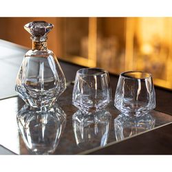 Conjunto de 2 copos curtos de uísque em vidro transparente, Ø 9,8 x 9 cm | pedra preciosa
