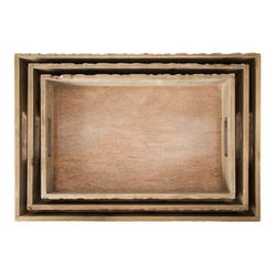 Set of 3 wooden trays, 45.5x31x6 cm