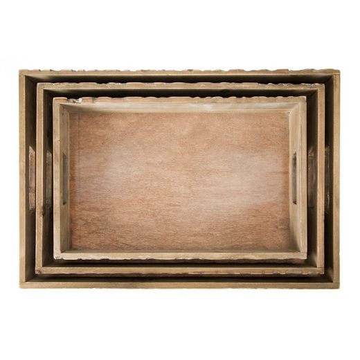 Set of 3 wooden trays, 45.5x31x6 cm