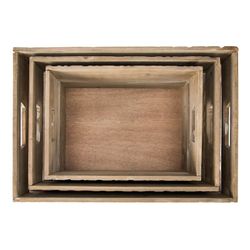 Ensemble de 3 boîtes en bois, 45,5x31x18 cm
