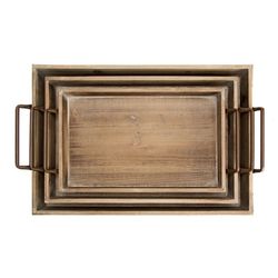 Set de 3 bandejas de madera, 54x34x10 cm