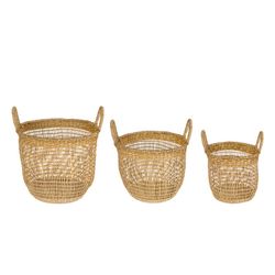 Conjunto de 3 cestos de algas naturais, Ø35 x 37 cm