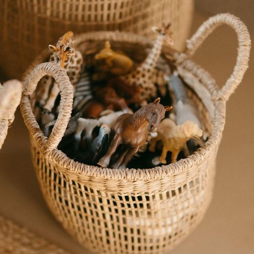 Set of 3 natural seaweed baskets, Ø35 x 37 cm