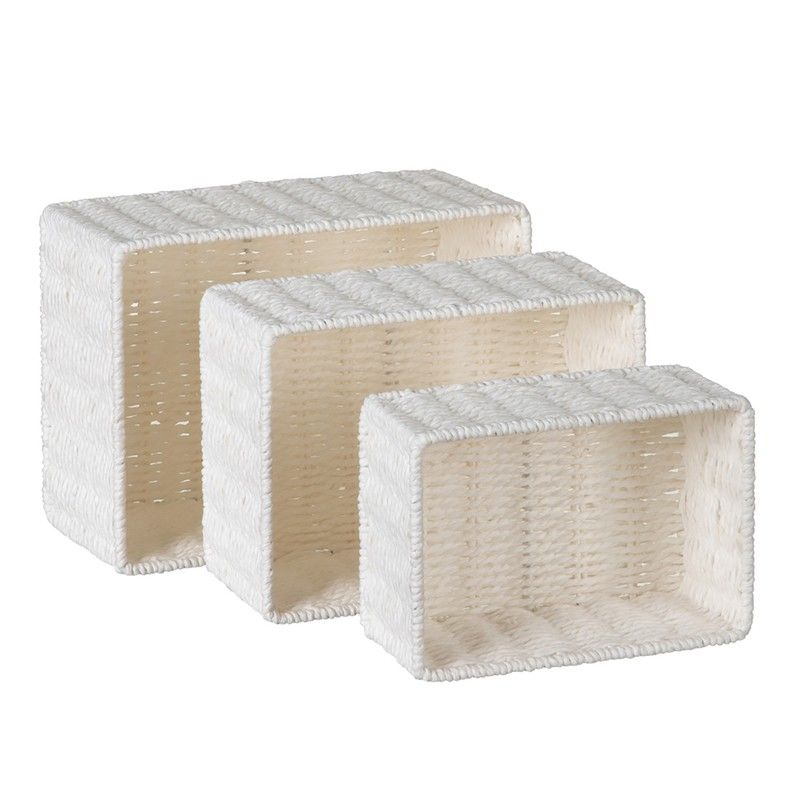 CHICVITA Set di 3 cestini portaoggetti in corda di cotone, cesti per la cameretta dei bambini, libri, calze, asciugamani, coperte, colore: grigio