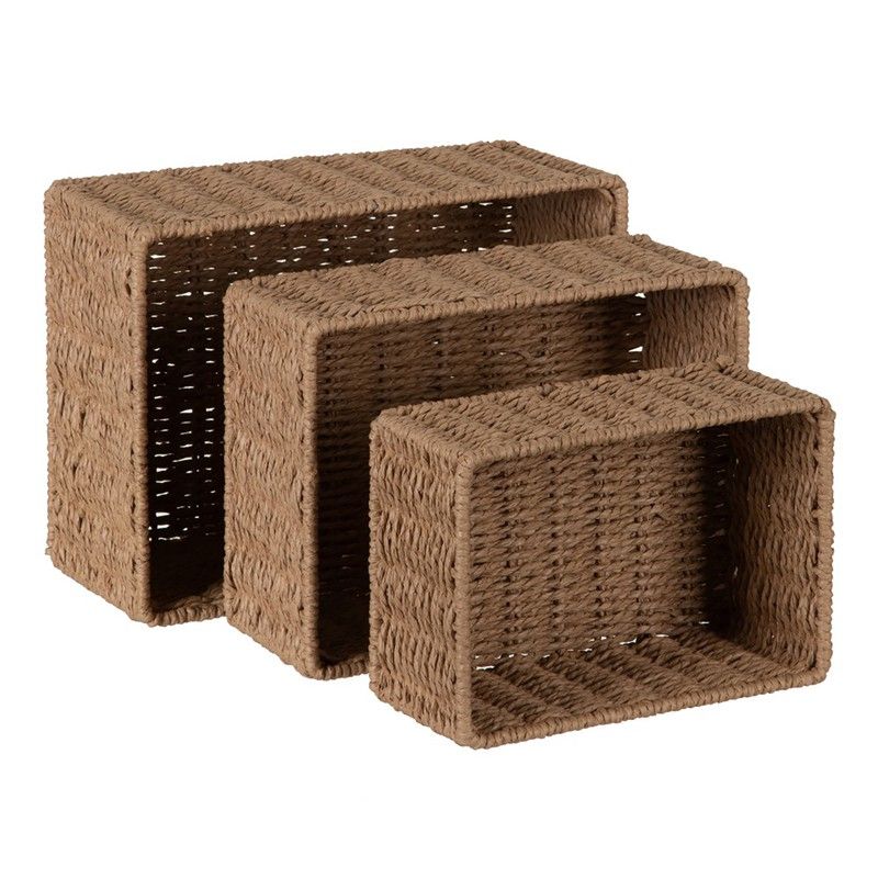 Set of 3 Natural Paper Rope Baskets, 31x23x14cm — Qechic