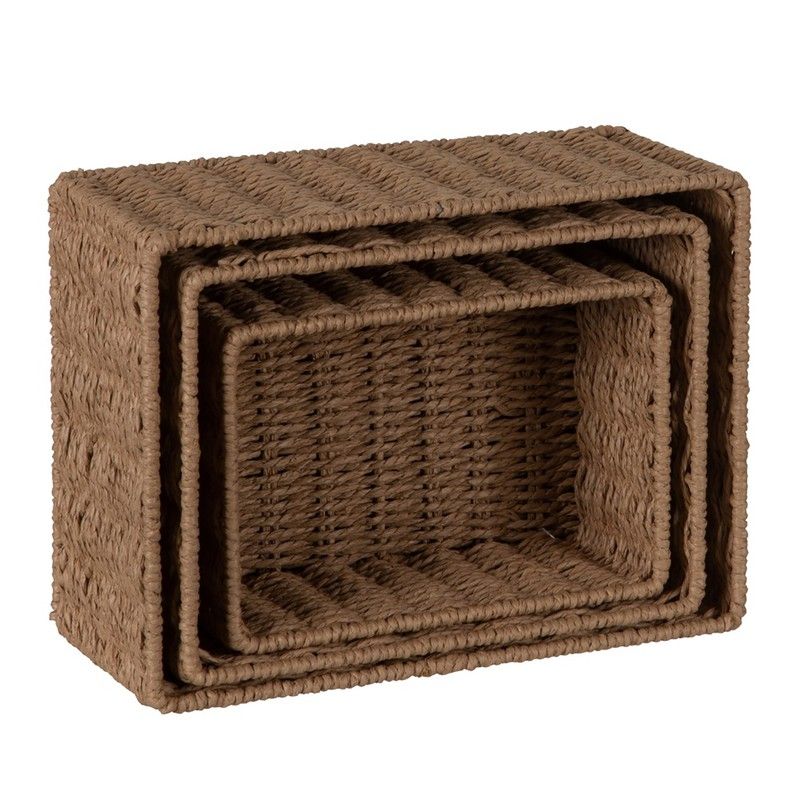 Set of 3 Natural Paper Rope Baskets, 31x23x14cm — Qechic