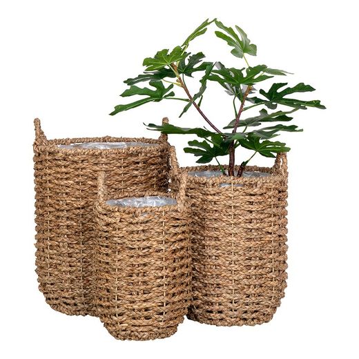 Set of 3 seagrass baskets in natural, 31 x 31 x 37 cm | Hue