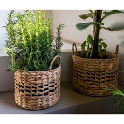 Set of 3 Water Hyacinth Baskets, Ø35x33cm