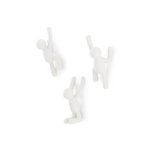 Zestaw 3 białych wieszaków ABS, 18 x 8 x 7 cm | Kumpel