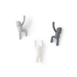 Set of 3 ABS coat hooks in gray tones, 18 x 8 x 7 cm | Buddy
