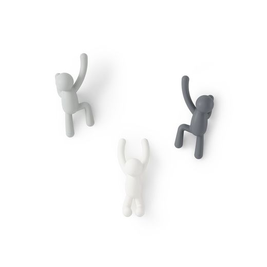 Set de 3 colgadores de ABS en tonos grises, 18 x 8 x 7 cm | Buddy