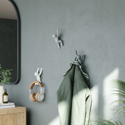Set of 3 ABS coat hooks in gray tones, 18 x 8 x 7 cm | Buddy
