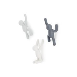 Set of 3 ABS coat hooks in gray tones, 18 x 8 x 7 cm | Buddy