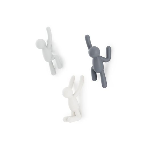 Set of 3 ABS coat hooks in gray tones, 18 x 8 x 7 cm | Buddy