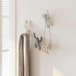 Set of 3 ABS coat hooks in gray tones, 18 x 8 x 7 cm | Buddy