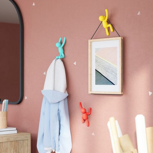 Set of 3 multicolour ABS coat hooks, 18 x 8 x 7 cm | Buddy