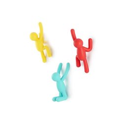 Set of 3 multicolour ABS coat hooks, 18 x 8 x 7 cm | Buddy