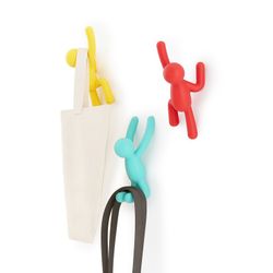 Set of 3 multicolour ABS coat hooks, 18 x 8 x 7 cm | Buddy