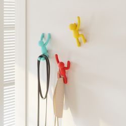 Set of 3 multicolour ABS coat hooks, 18 x 8 x 7 cm | Buddy