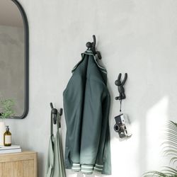 Set of 3 black ABS coat hooks, 18 x 8 x 7 cm | Buddy