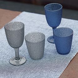Set of 3 crystal glasses in blue, 8 x 8 x 17 cm | Davor Blue
