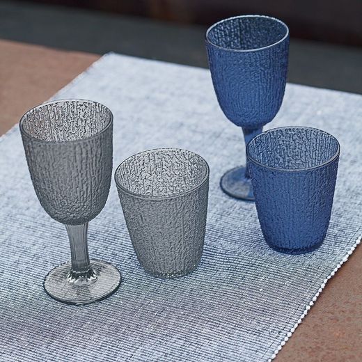 Set of 3 crystal glasses in blue, 8 x 8 x 17 cm | Davor Blue