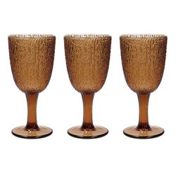 Set of 3 amber crystal wine glasses, 8 x 8 x 17 cm | Amber Davor