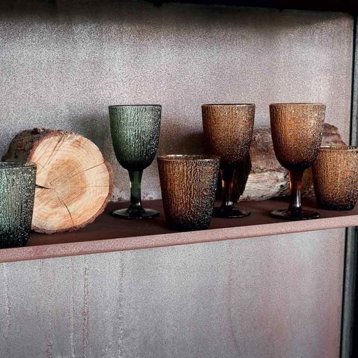 Set of 3 amber crystal wine glasses, 8 x 8 x 17 cm | Amber Davor