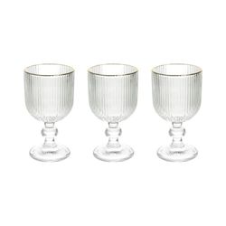Set of 3 crystal wine glasses in transparent and gold, 8 x 8 x 14.5 cm | Eclipse
