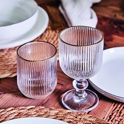Set of 3 crystal wine glasses in transparent and gold, 8 x 8 x 14.5 cm | Eclipse