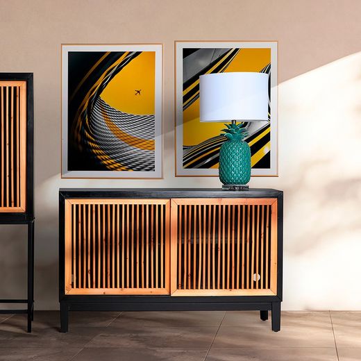 Set med 3 gula målningar på canvas, 60 x 3 x 80 cm | janah