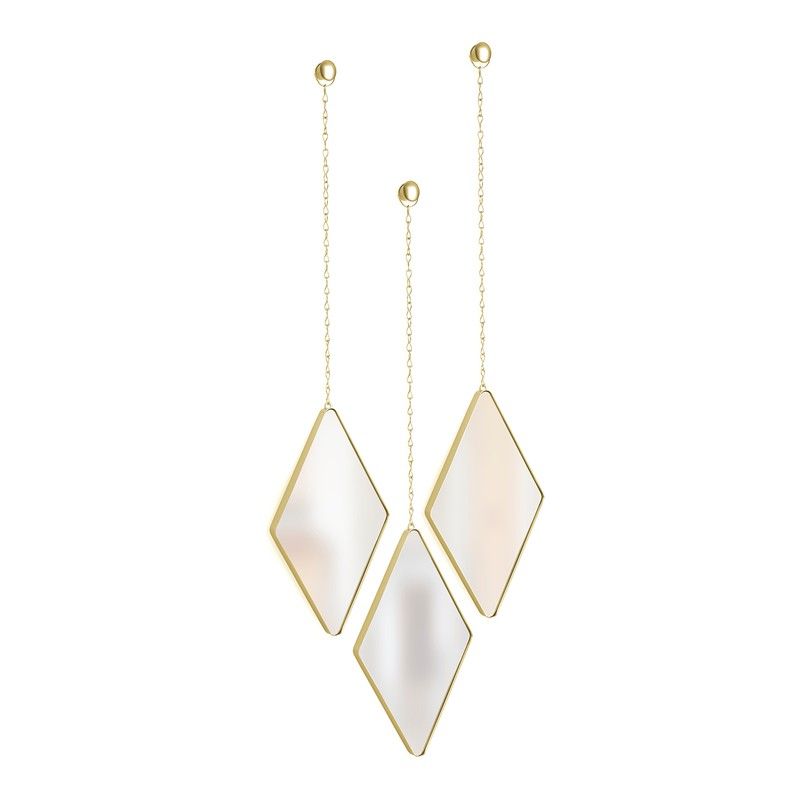 Luxe Ophangbare Spiegels in Druppelvorm - Set van 3 - Gouden Frame