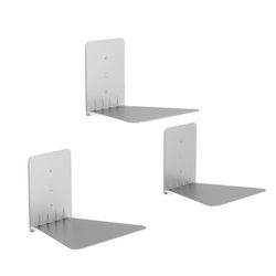 Set of 3 shelves L made of steel in silver, 18 x 17 x 14 cm | Conceal