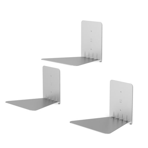 Set of 3 shelves L made of steel in silver, 18 x 17 x 14 cm | Conceal