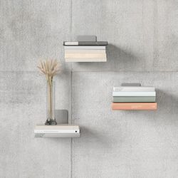 Set of 3 shelves L made of steel in silver, 18 x 17 x 14 cm | Conceal