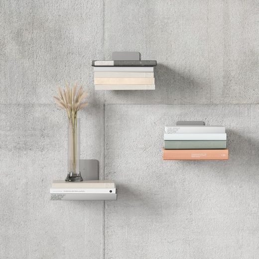 Set of 3 shelves L made of steel in silver, 18 x 17 x 14 cm | Conceal