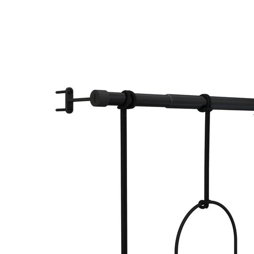 Lot de 3 jardinières suspendues en polymère noir et blanc, 64 x 15 x 110 cm | triflore