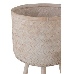 Ensemble de 3 jardinières avec pieds en bambou/plastique, Ø37x76cm