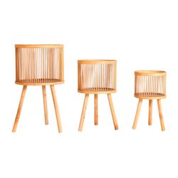 Sæt med 3 bambus plantekasser i natur, Ø x 37 x 68 cm | arteaga