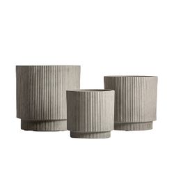 Set de 3 maceteros de cerámica en gris | Vulk