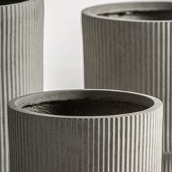 Set de 3 maceteros de cerámica en gris | Vulk