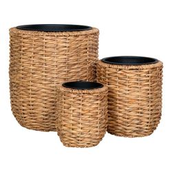 Set of 3 water hyacinth planters in natural, 49 x 49 x 51.5 cm | Hanoi