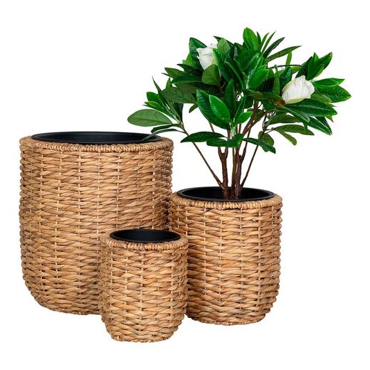 Set of 3 water hyacinth planters in natural, 49 x 49 x 51.5 cm | Hanoi
