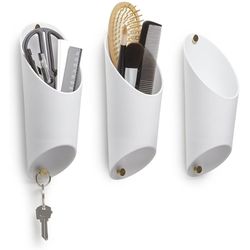Conjunto de 3 potes de parede brancos ,? 10 x 69 cm
