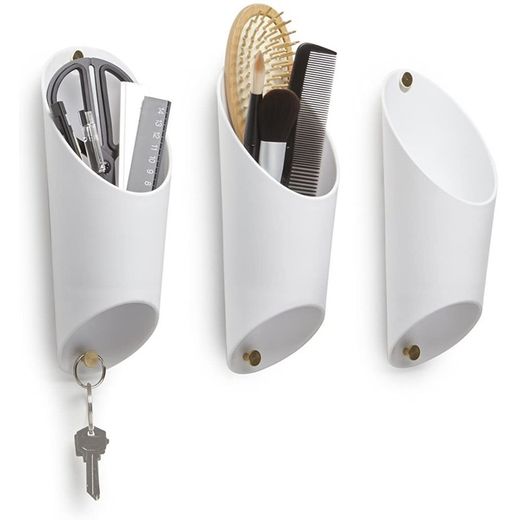 Set de 3 Maceteros para Pared Blancos, Ø10x69 cm